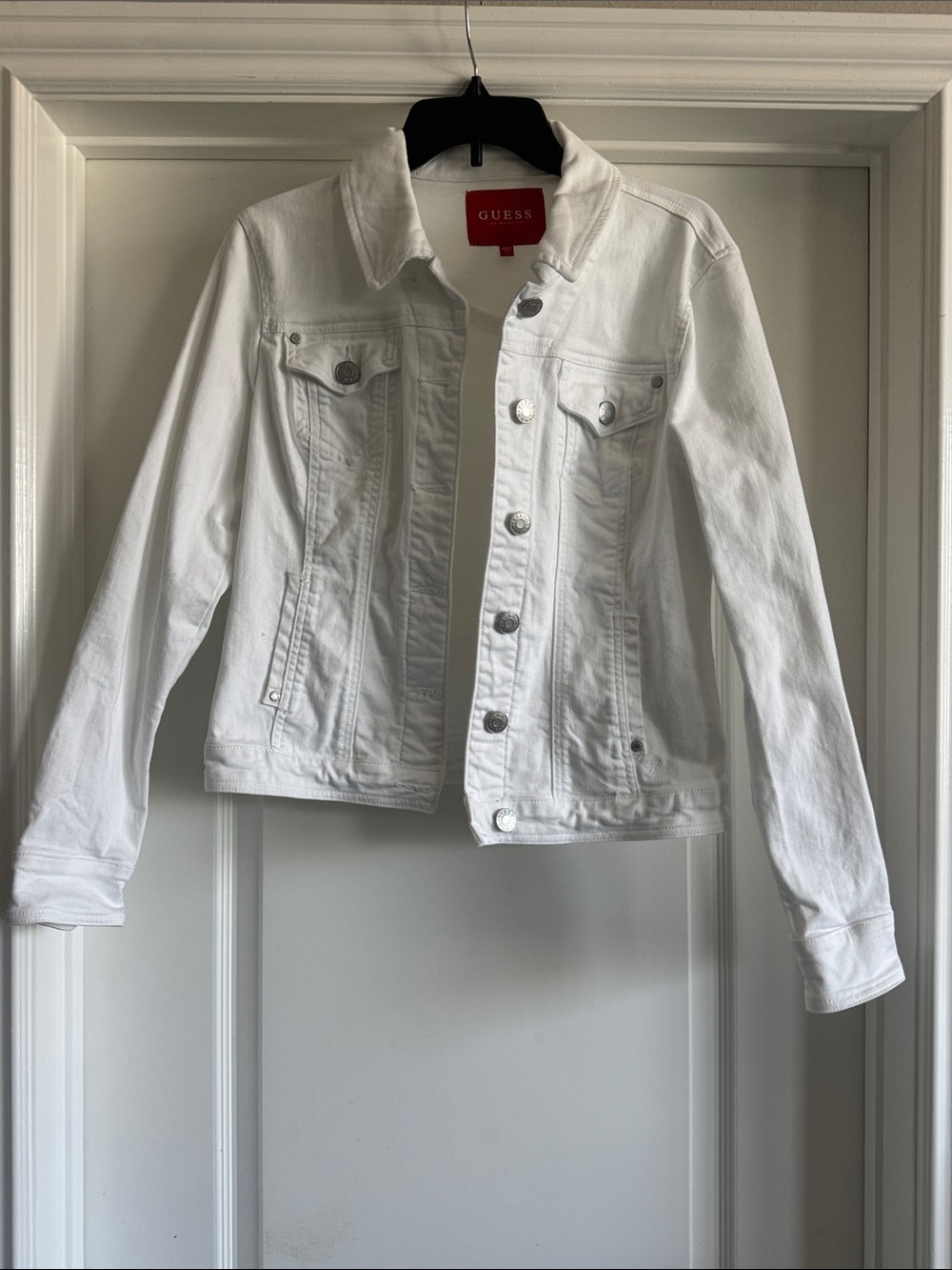 GUESS White Denim Trucker Jacket